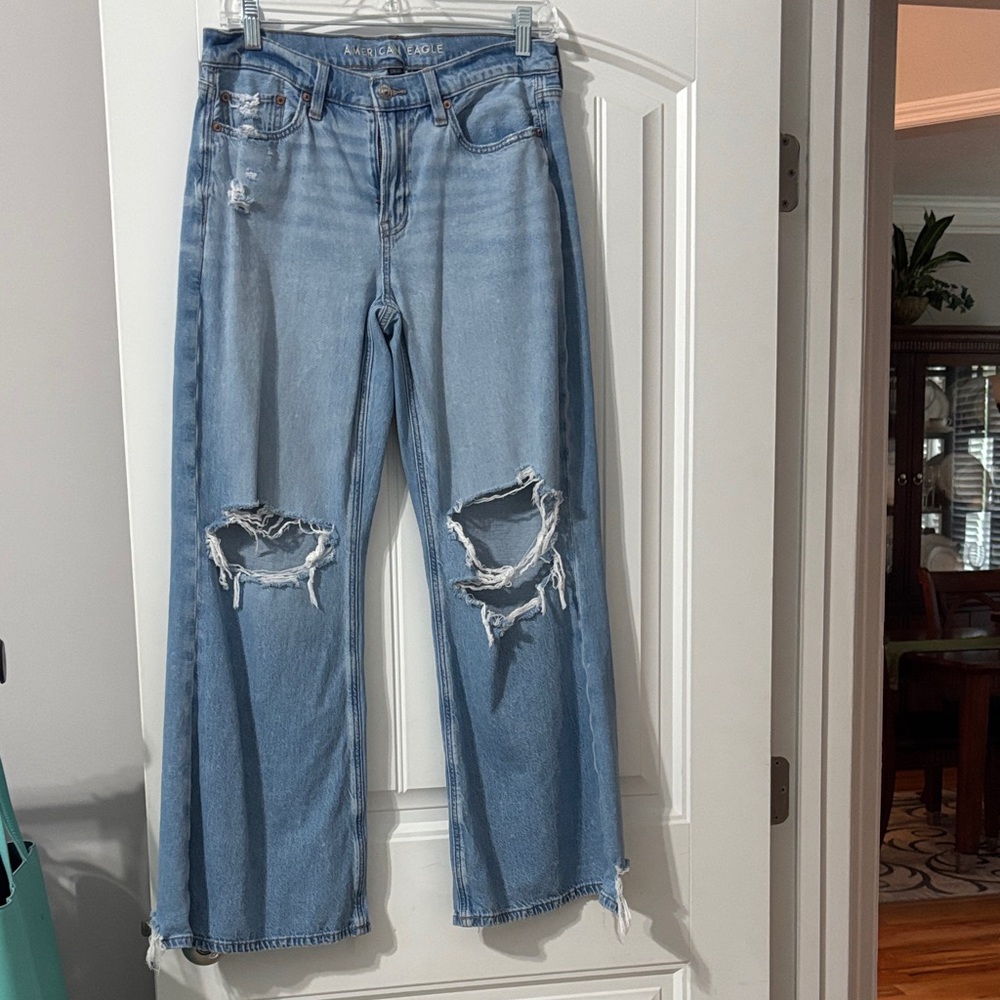 Open to Offers!-American Eagle Outfitters Light Blue Distressed Wide Leg Jeans